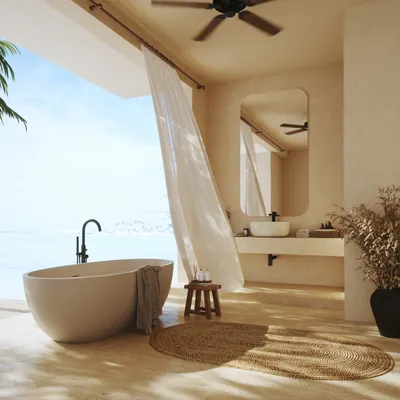 Serene Bathroom On Tropical Island Serene Bathroom On Tropical Island